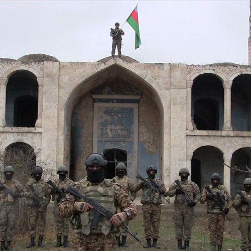 Azerbaijan Army hoisted the Azerbaijani flag in Aghdam